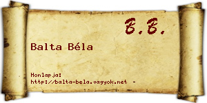 Balta Béla névjegykártya